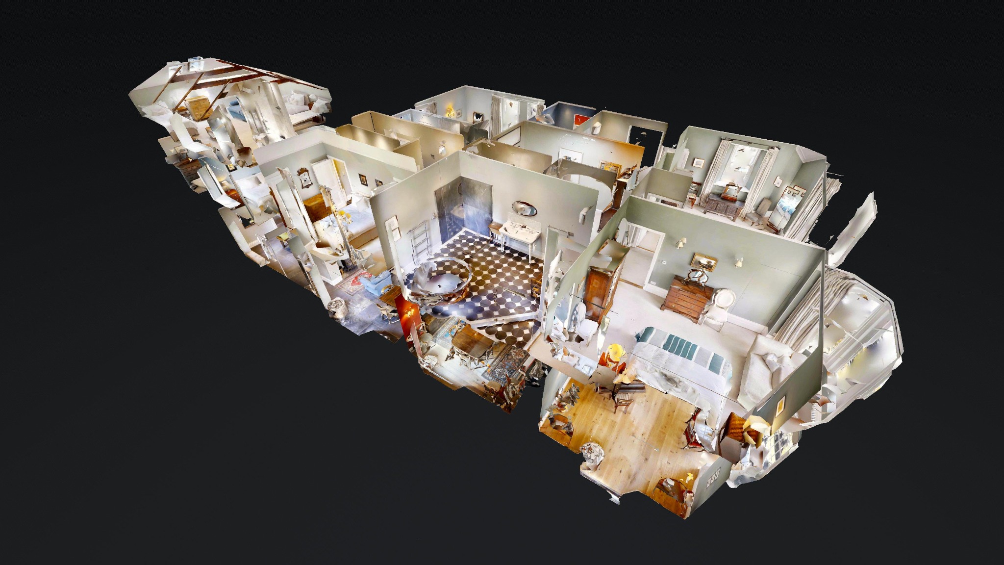 3D dollhouse layout of Boconnion House