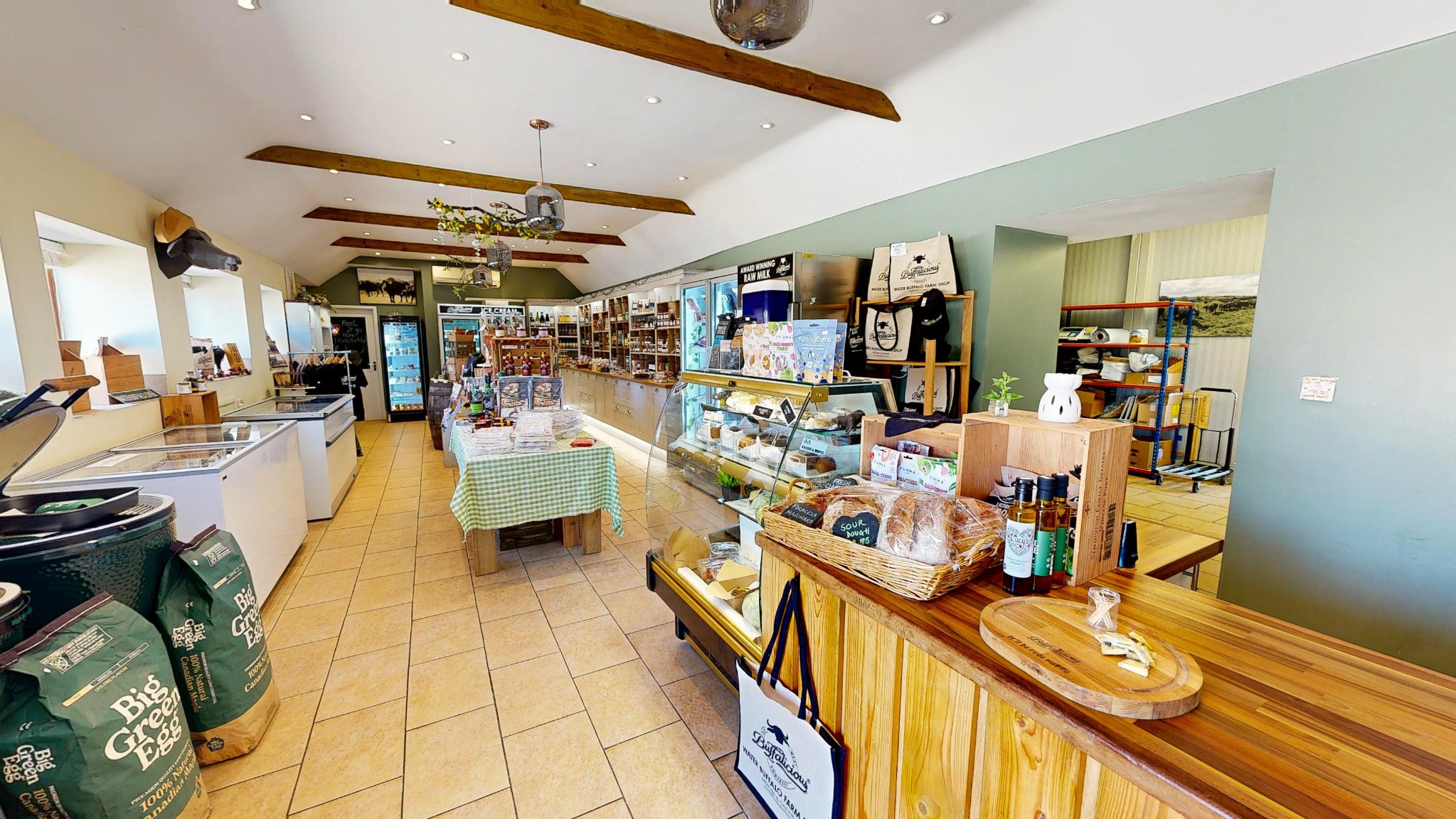 Products and displays inside Buffalicious Farm Shop