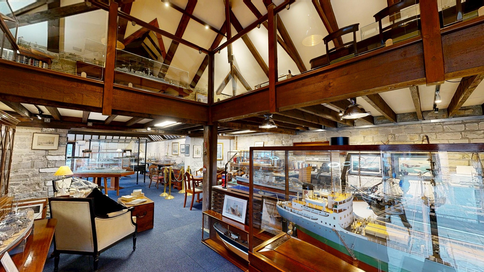 Model ships and displays inside Antiqua Ships at Coates English Willow Visitor Centre
