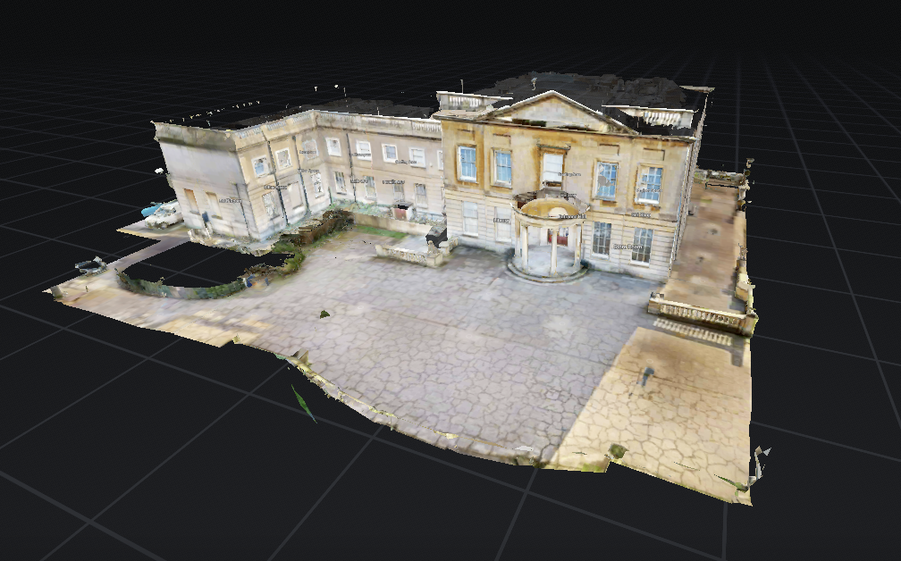 Exterior Matterport 3D model of the museum building and entrance